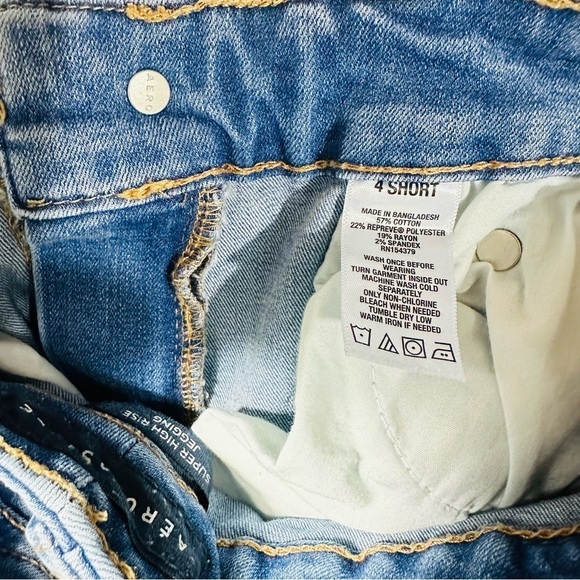 Aéropostale Sz 4 Short Medium Wash Denim Distressed Super High Rise Jeggings - Picture 5 of 7